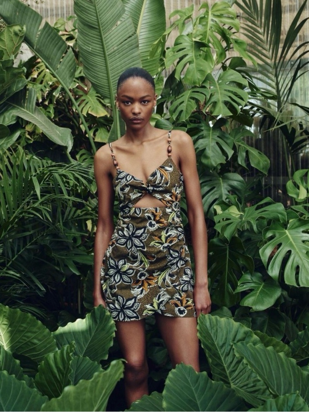 Cut Out Print Mini Dress